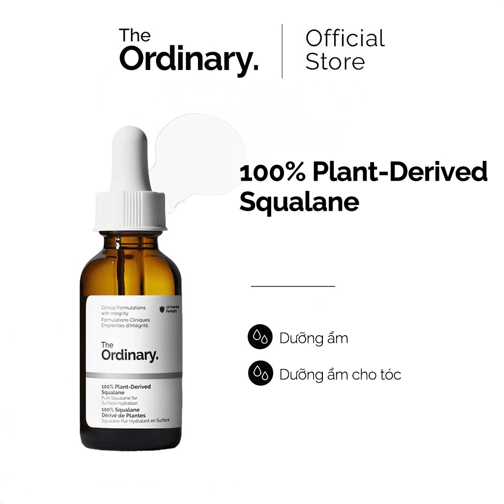 The Ordinary 100% Plant-Derived Squalane 30mL Dưỡng ẩm sâu và phục hồi hàng rào bảo vệ da.