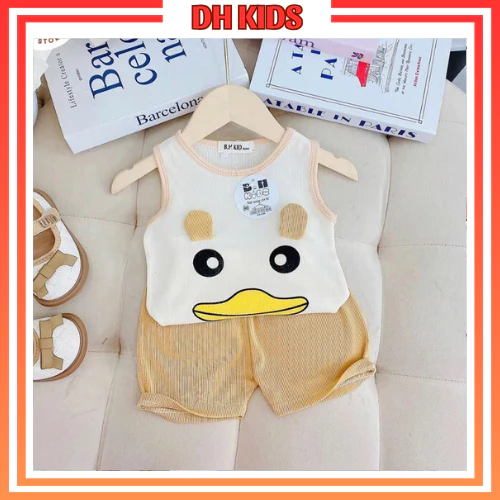 [ B16 ] Bộ quần áo ba lỗ phối màu tai thỏ chất thun tăm mềm mịn dành cho bé trai, bé gái - DH KIDS