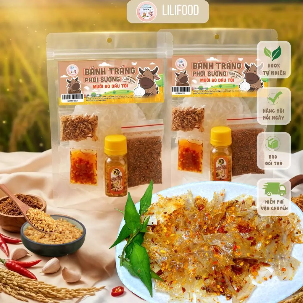 Bánh Tráng Tây Ninh - Bánh Tráng Phơi Sương Trộn Muối Bò Cay / Muối Sặc Cay / Muối Đen Cay Siêu Ngon-LiLiFood