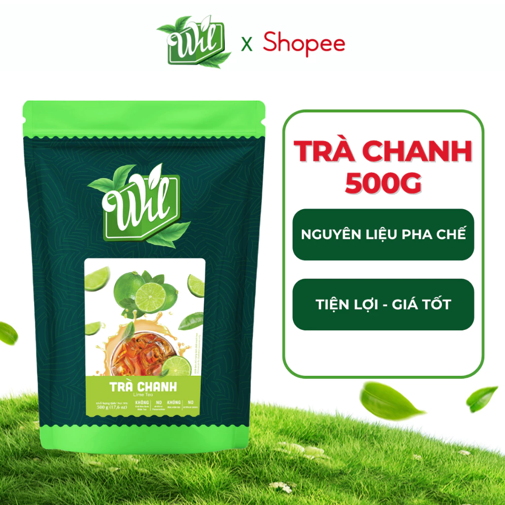 Bột trà chanh Wil 500g nguyên liệu pha chế đồ uống tiện lợi trà trái cây tươi hòa tan