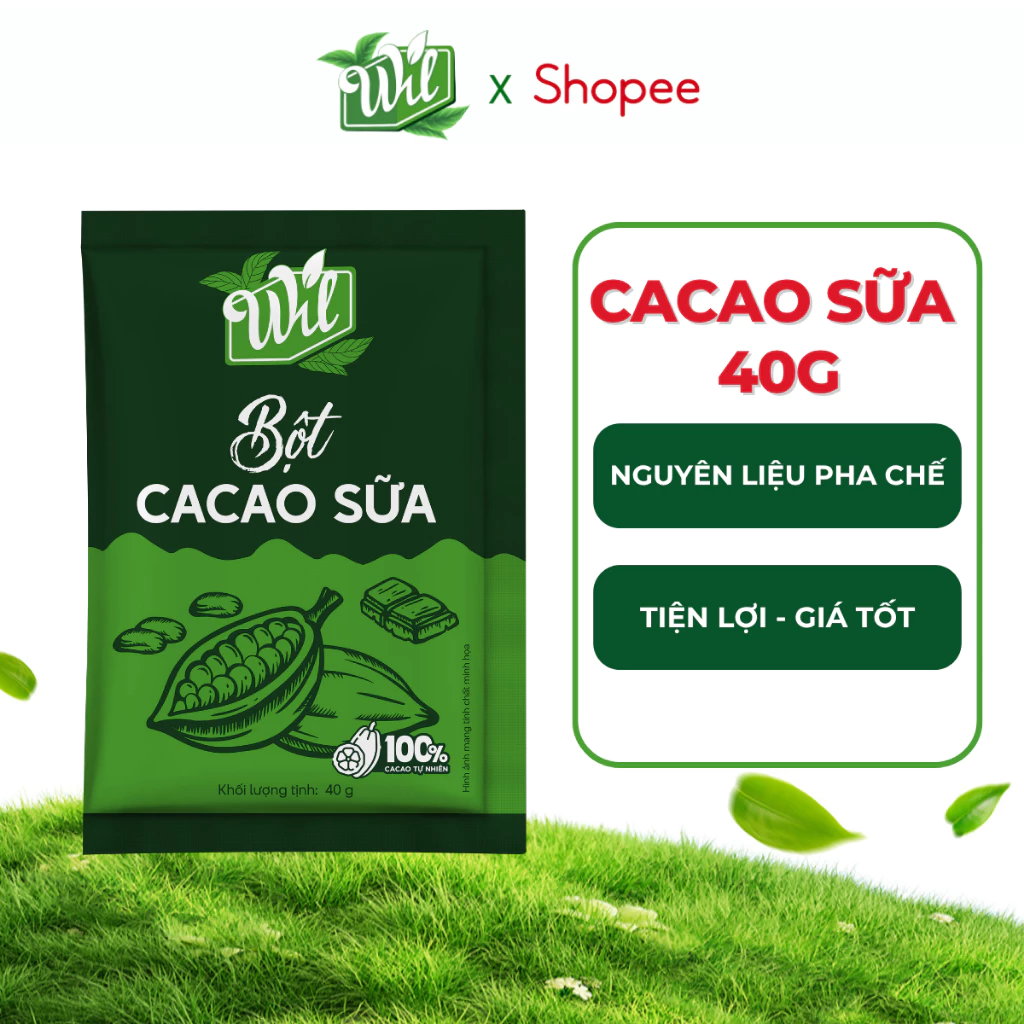 Bột cacao sữa hòa tan Wil 35g pha chế trà sữa trân châu bánh cafe thơm ngon