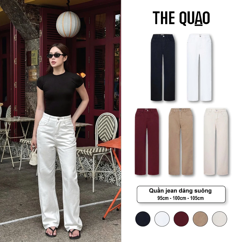 Quần Jean Nữ Lưng Cao Ống Suông Nhiều Màu Basic ( Dài 95cm - 100cm - 105cm) WJeans063