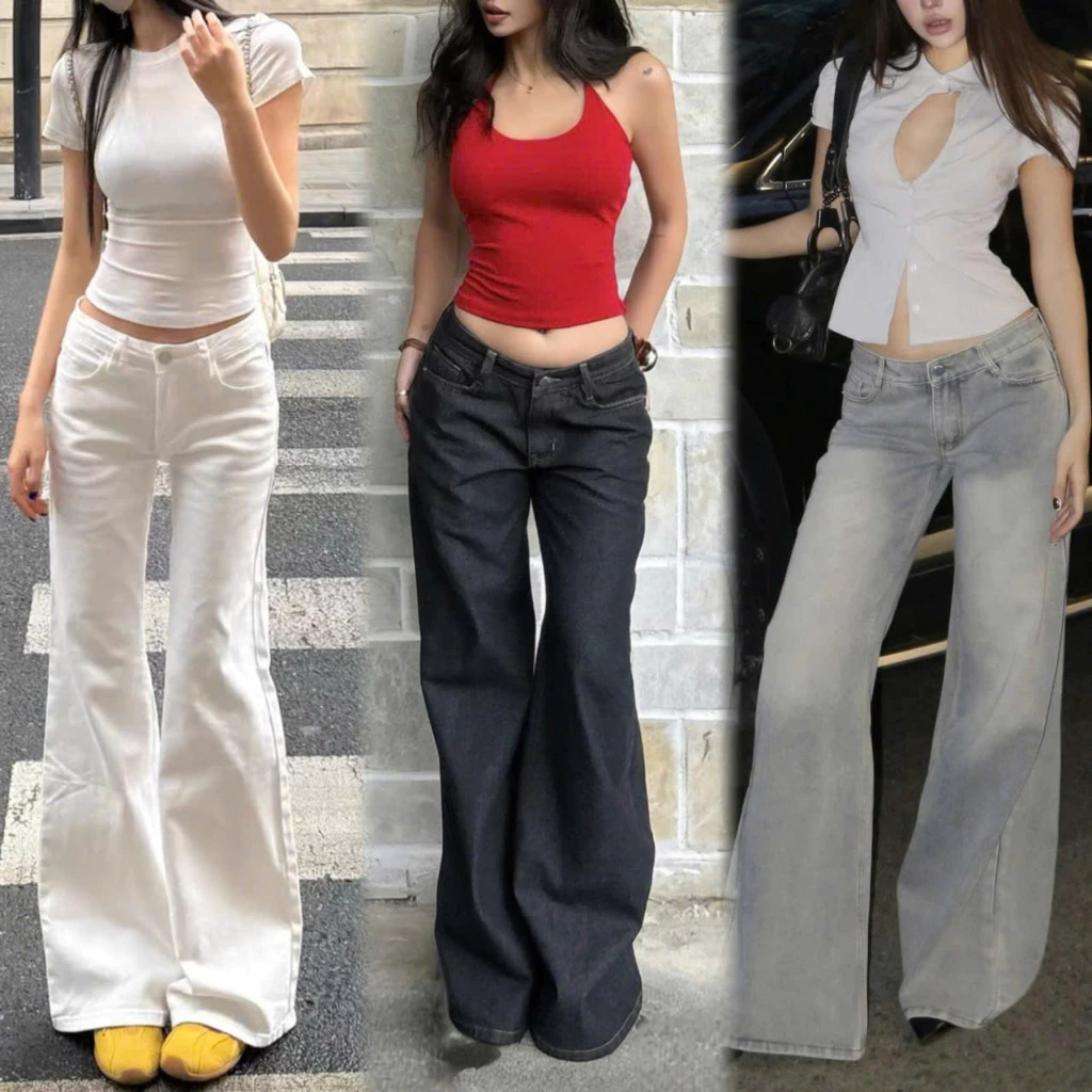 Quần Jean Nữ Lưng Cực Thấp Ống