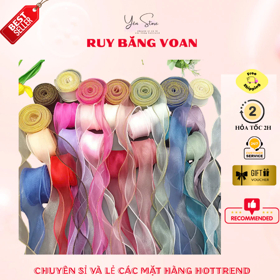 Cuộn Ruy Băng Voan Lụa Galaxy Bản 4Cm  Mềm Mịn, Dùng Gói Hoa, Cắm Hoa, Trang Trí Quà Tặng, Handmade