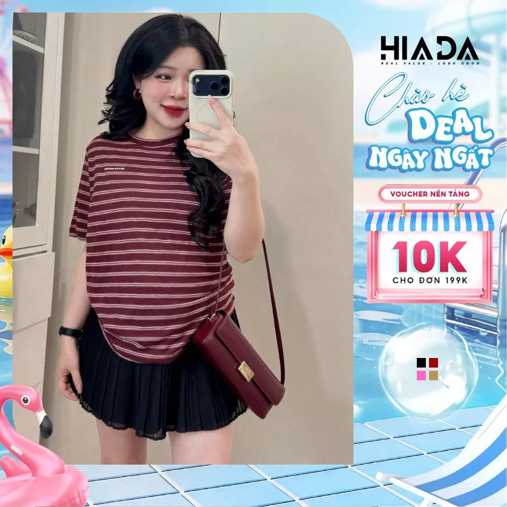 Áo Thun Sương Nữ Kẻ Sọc Ngang, Form Babytee. Chất Liệu Thun Sương Mềm Mịn, Thoáng Mát [HIADA 35]