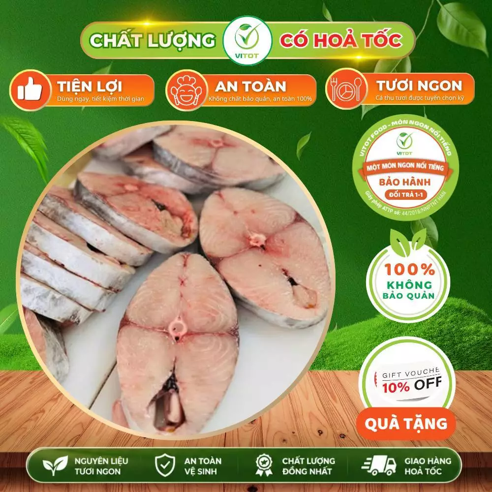 Cá Thu Tươi Cắt Khúc VITOT Thịt Cá Thơm Ngon Nhiều Béo Nhiều Đạm