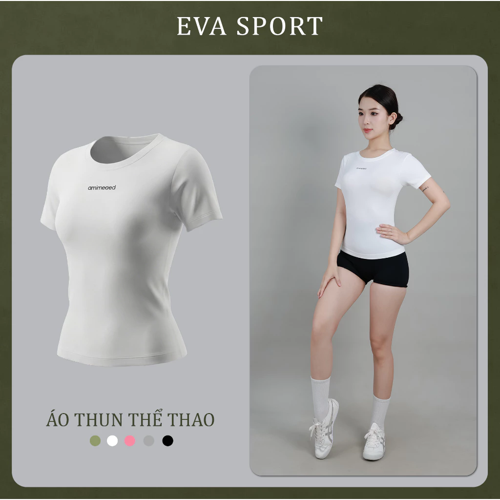 Áo Tập Gym Cộc Tay Tập Yoga, Thể Thao, Zumba Nữ Cao Cấp Vải Dệt Kim, Co Giãn Tốt EvaSport