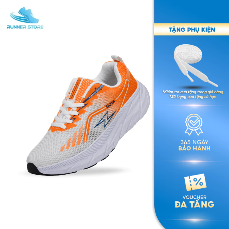 Giày thể thao chạy bộ nam nữ Goya Plus năm 2026 màu Trắng Vàng V1 - Siêu nhẹ & Êm ái