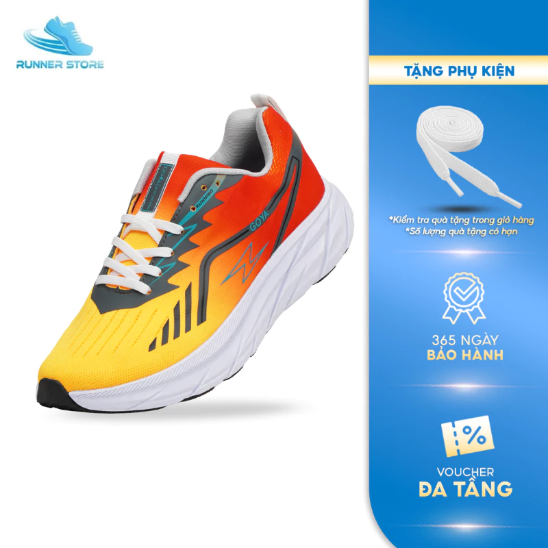 Giày thể thao chạy bộ nam nữ Goya Plus năm 2026 màu đỏ vàng v1