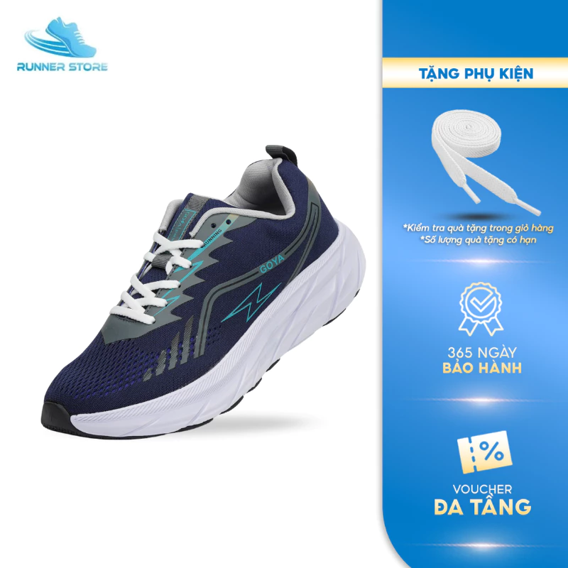 Giày thể thao chạy bộ nam nữ Goya Training Plus năm 2026 màu xanh đen - Upper thoáng khí, đế chống trượt