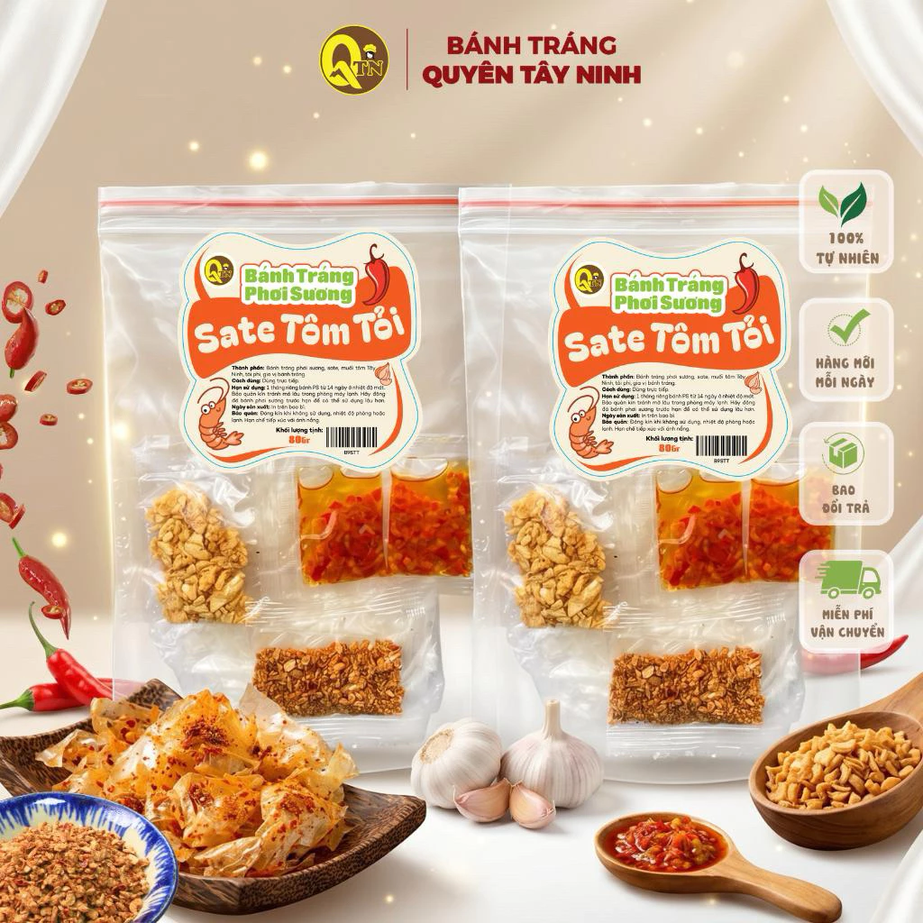 Bánh Tráng Phơi Sương DẺO SATE TÔM TỎI | Quyên Tây Ninh