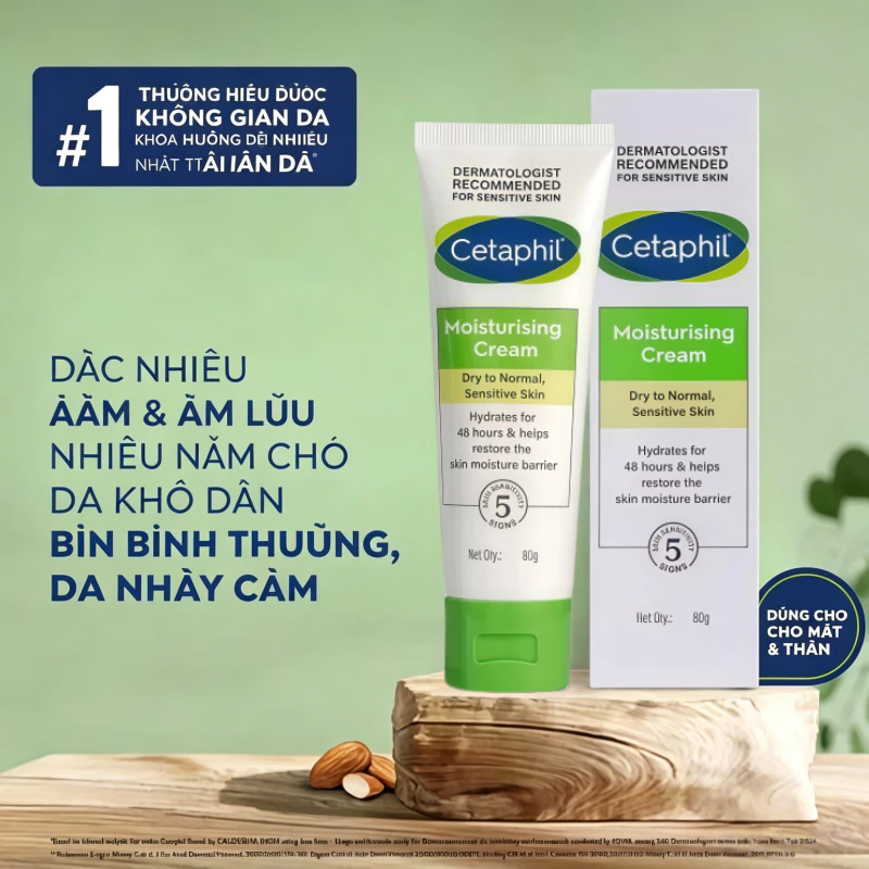 Kem dưỡng ẩm CETAPHIL 80g, thích hợp cho da nhạy cảm, dùng cho mặt và toàn thân