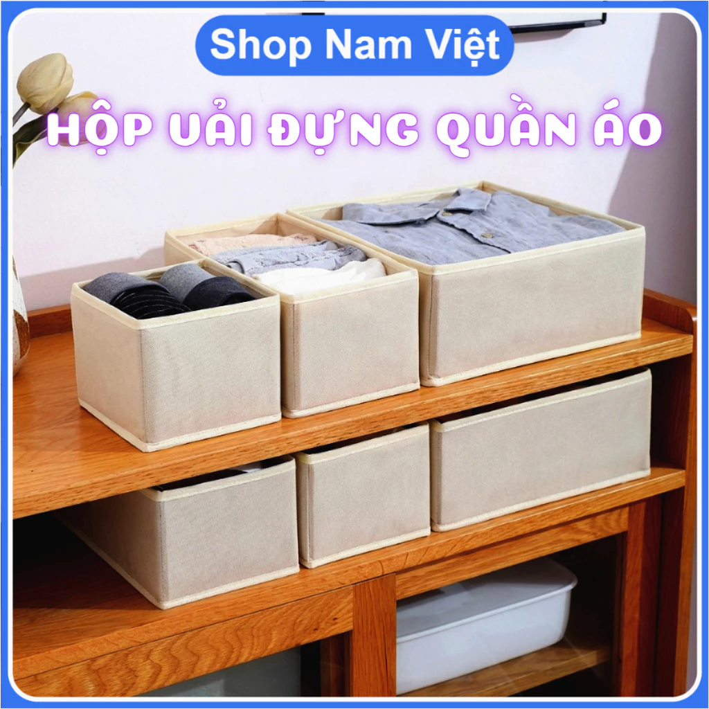 Bộ 6 Hộp Vải Oxford Đựng Quần Áo, Đồ Lót, Phụ Kiện, Sắp Xếp Tủ Ngăn Nắp