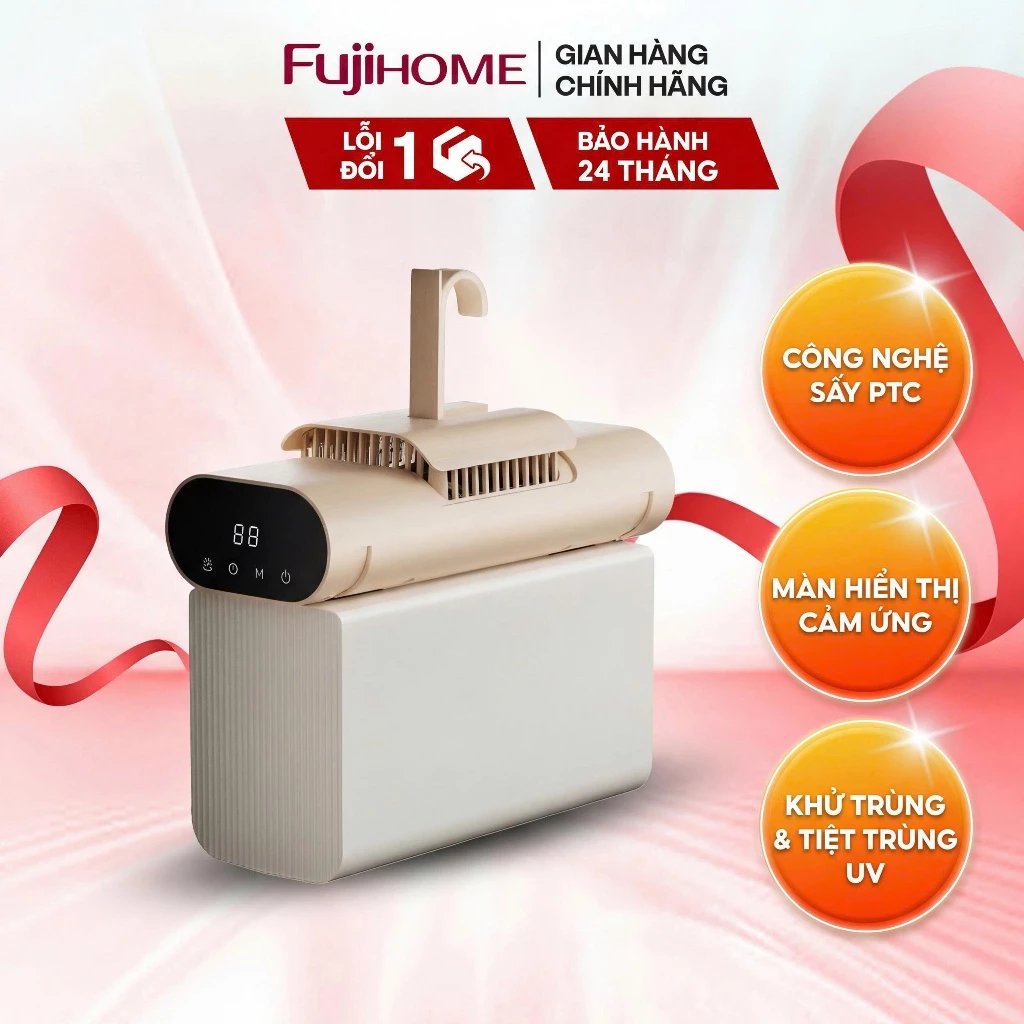 Máy sấy quần áo gấp gọn Fujihome FCD16 – Công nghệ sấy PTC, diệt khuẩn UV, có chế độ hẹn giờ