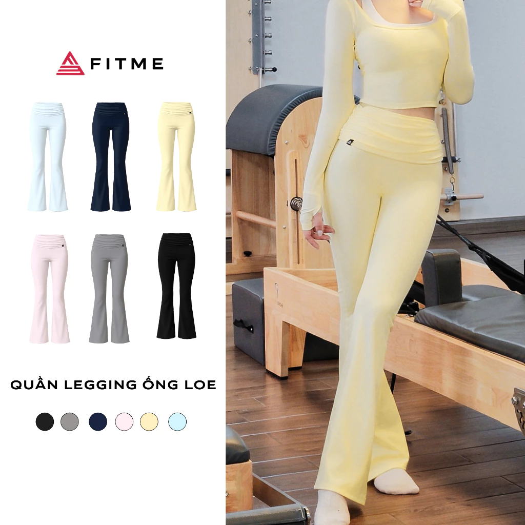 Quần tập gym, yoga, pilates nữ ống loe Fitme Bloom legging cạp cao nâng mông tôn dáng QDBL01