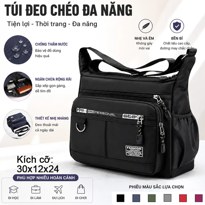 Túi đeo chéo nam nữ phong cách trẻ trung đơn giản đựng đồ dùng cá nhân, túi đeo vai nhẹ #s216