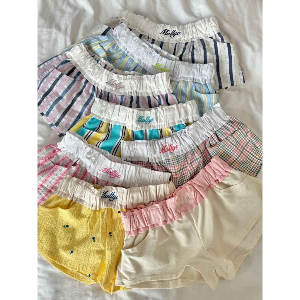 KATY SHORT| Quần đùi nữ cạp thấp màu pastel, form ngắn freesize lưng thêu chữ, có túi, mặc đi biển
