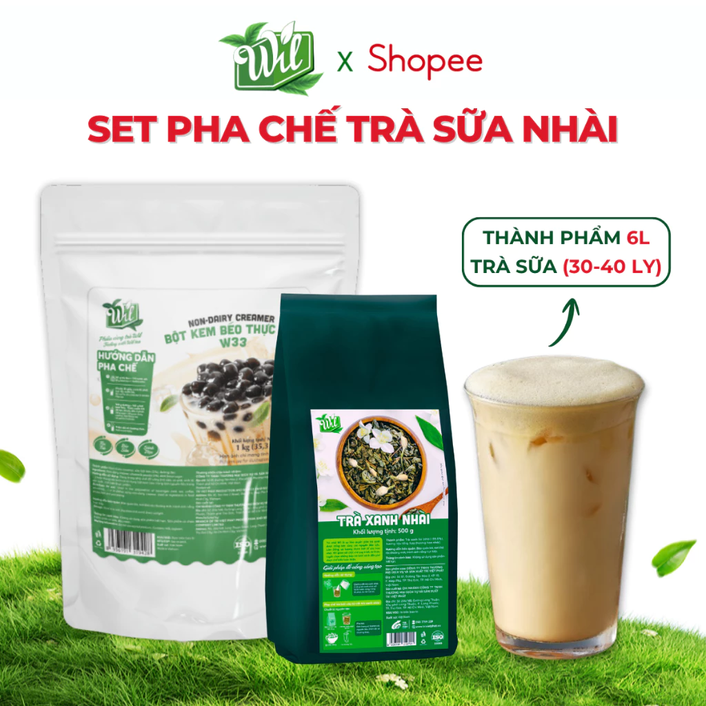 Set trà sữa nhài Wil Combo nguyên liệu pha trà sữa chuẩn quán 6L 30-40 Ly