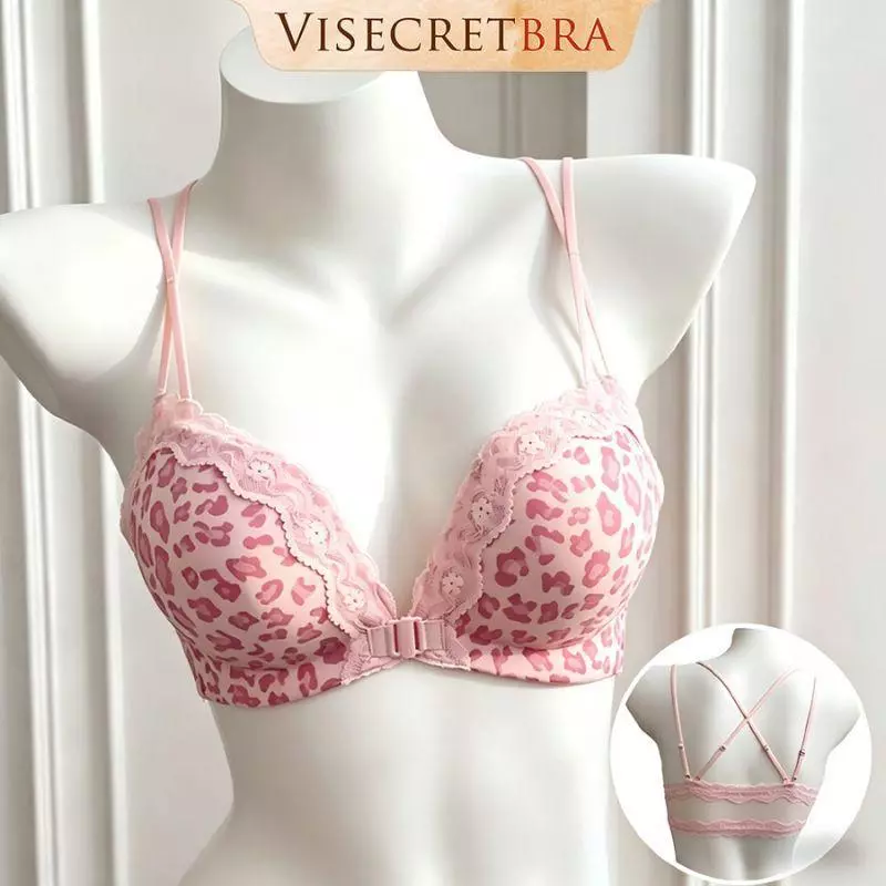 VISECRETBRA  Áo Lót Bra Nữ Su Đúc Cài Trước Phối Viền Ren - Không Gọng Mút Đệm Dày Độn Nâng Quả Tạo Khe -- A-VN260554