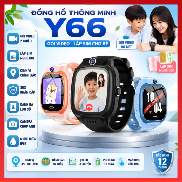 Đồng Hồ Thông Minh Lắp Sim CALL VIDEO Y66 / Y36 / P60 , Nghe Gọi 2 Chiều , Định Vị , Chống Nước IPX67