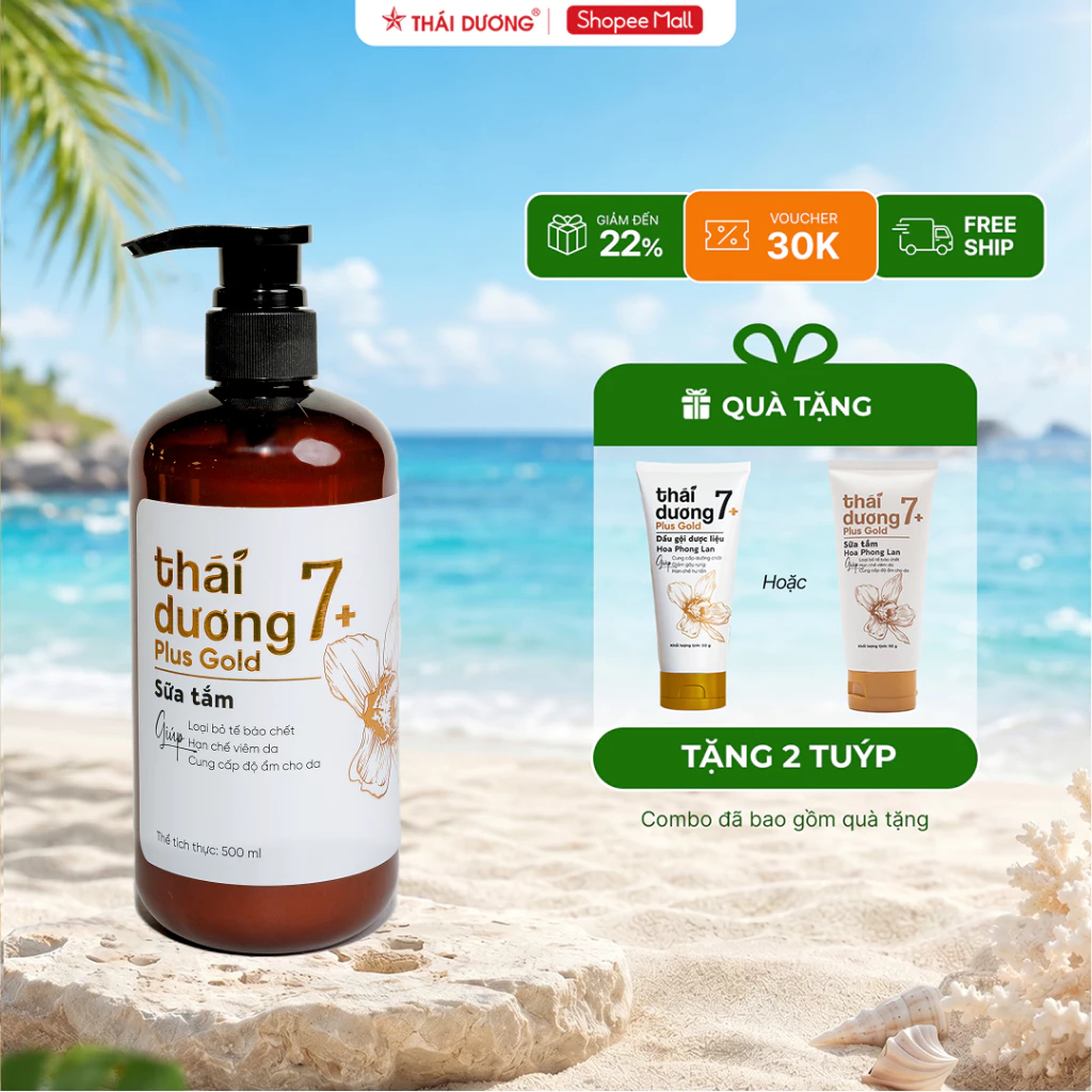 [Live]Sữa tắm Thái Dương 7 Plus Hoa Phong Lan chai 500ml giúp làm sạch da, dưỡng trắng và mềm da- tặng kèm quà