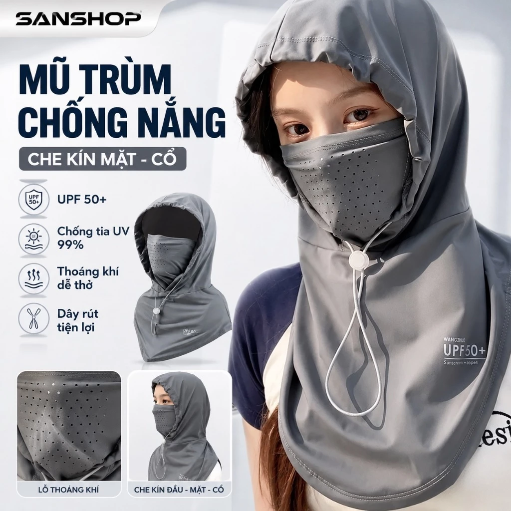 Mũ Trùm Đầu Ninja Chống Nắng Giữ Ấm Khẩu Trang Đa Năng Cho Nam Nữ Đi Xe Mùa Đông Cao Cấp Sanshop