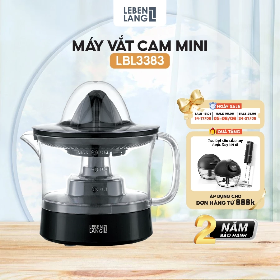 Máy Vắt Cam Tự Động Lelenlang LBL3383 500ml, Công Suất 40W, Bảo Hành 2 Năm