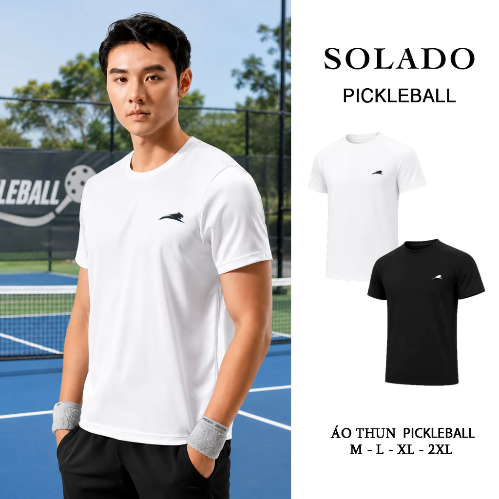 Áo Thun Thể Thao Pickleball SOLADO Chất Vải Thông Hơi Thoáng Mát Co Giãn Form Ôm AT17
