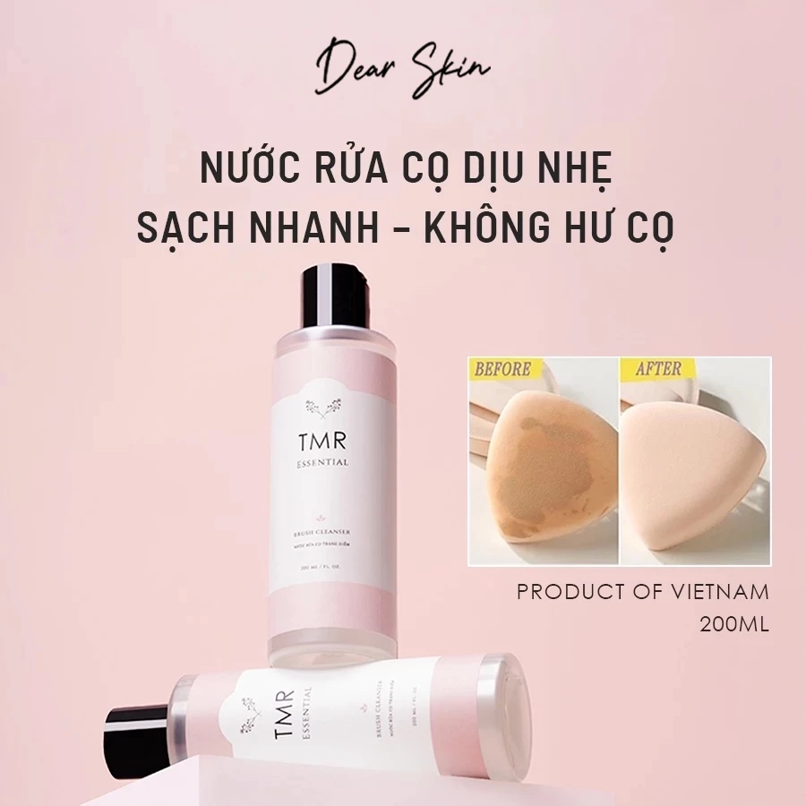 Nước Rửa Cọ Trang Điểm TMR Essential Brush Cleanser 200ml Làm sạch sâu, khử khuẩn, khử mùi