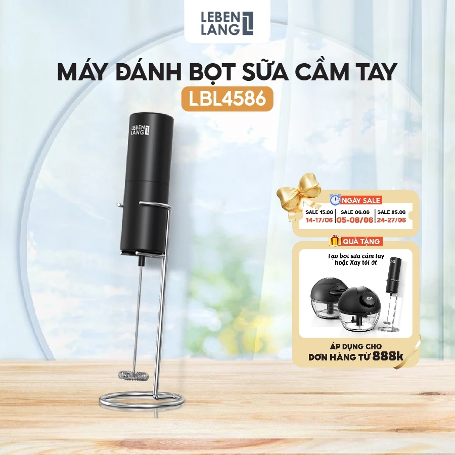 Máy tạo bọt cầm tay Lebenlang LBL4586, chạy bằng pin 2A tiện lợi, công suất 10W - hàng chính hãng bảo hành 2 năm