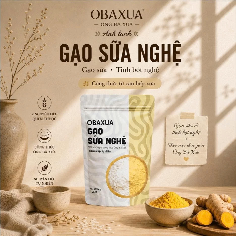 OBAXUA – Gạo Sữa Nghệ (Gạo Sữa & Tinh Bột Nghệ) – 250g