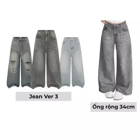 Quần Jean Ver.3 Dài chất liệu Denim form nam nữ phong cách trẻ trung năng động WJeans099