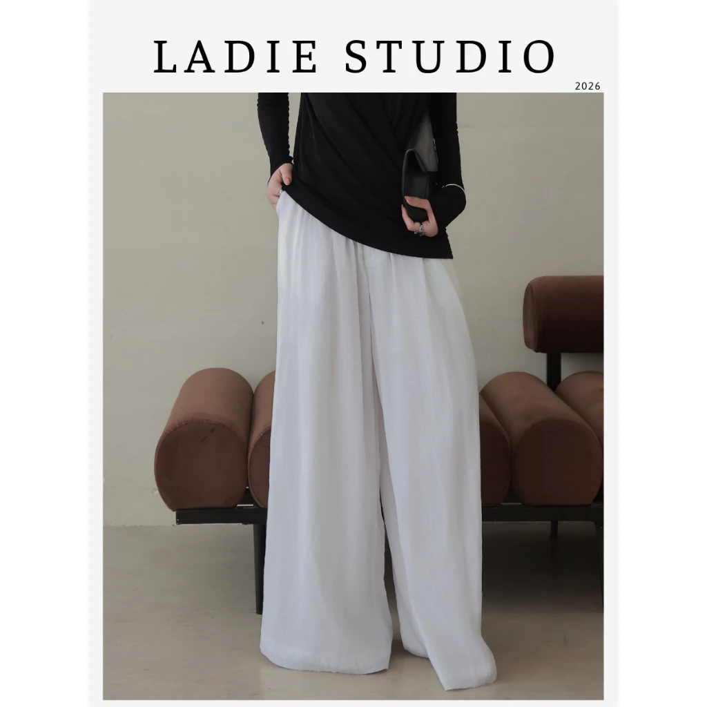 [LADIE STUDIO] Quần dài lưng thun – quần suông ống rộng bay nhẹ phong cách Hàn Quốc QD01