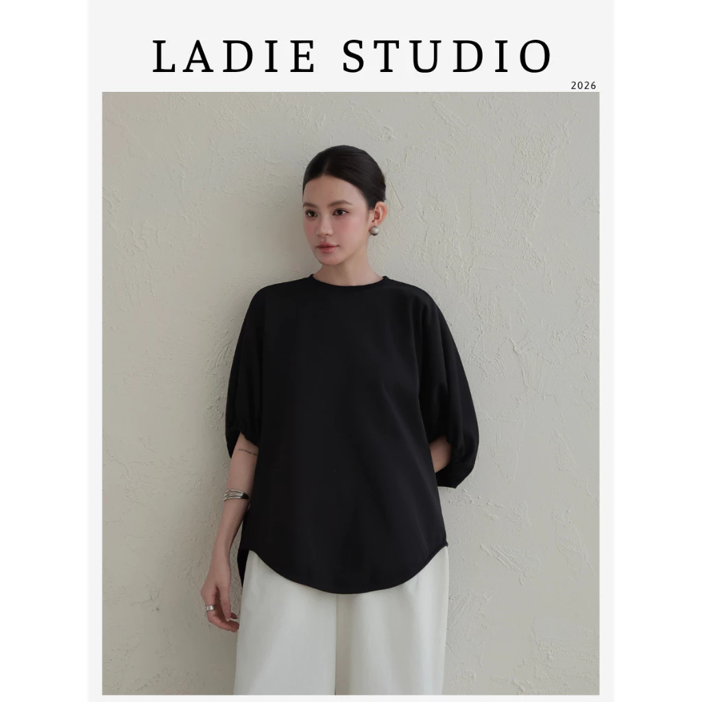 [LADIE STUDIO] Áo thun nữ oversize cổ tròn tay lỡ – áo thun interlock cổ tròn form rộng thanh lịch dễ phối đồ - AO04