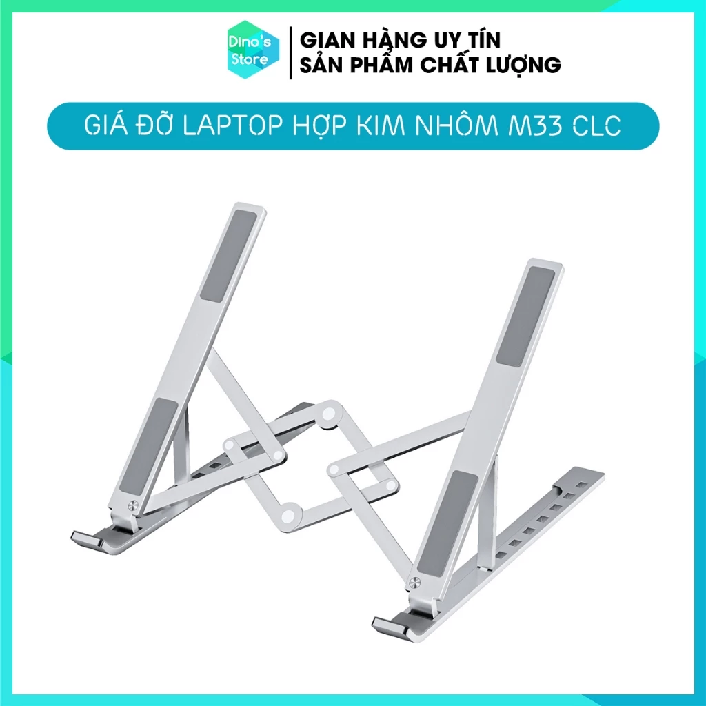 Giá đỡ laptop macbook Ipad gấp gọn điều chỉnh theo cấp độ theo nhu cầu giá kê máy tính tản nhiệt hợp kim nhôm DinoStore