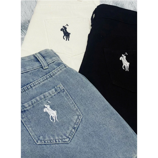 Quần Short Jean Nữ Lưng Cao Form A Thêu Logo Thỏ Cá Tính – Chất Denim Dày Dặn, Dễ Phối Đồ SHORTS 00011