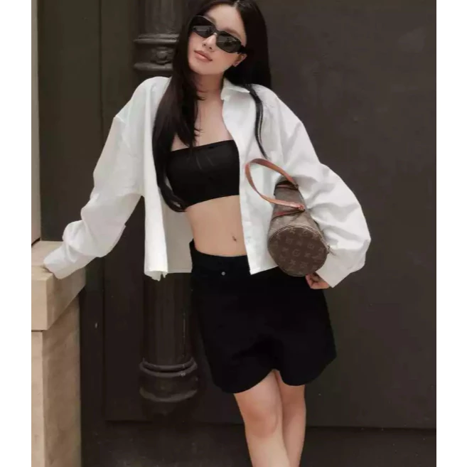 Quần Short Jean Nữ Lưng Cao Form Suông Chữ A – Denim Xanh Nhạt Tôn Dáng, Dễ Phối Đồ SHORTS 0006