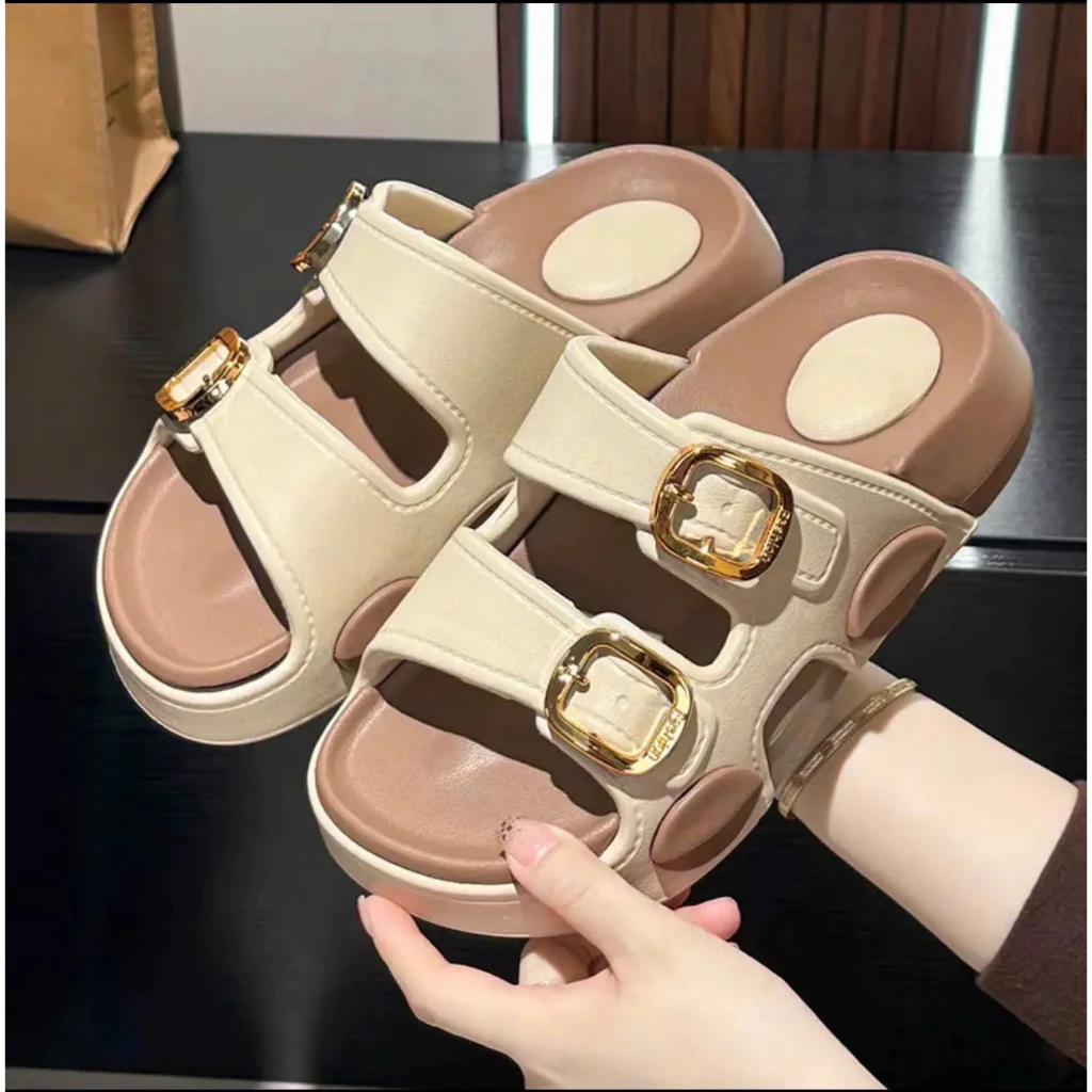Dép lê đế cao 5cm , chất liệu EVA cao cấp, thiết kế khuy cài bản to- Lù Store - 8816