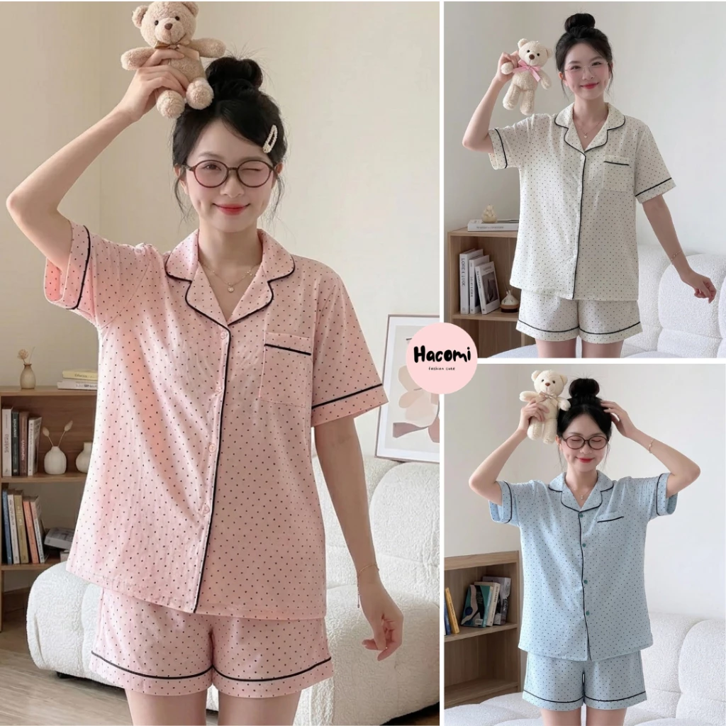 Đồ bộ mặc nhà, Set đồ ngủ ngắn chấm bi nữ Women B66