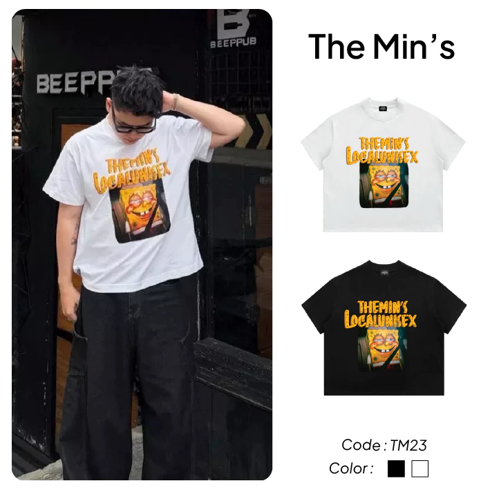 Áo Thun Local Brand THE MINS LOCALUNISEX TM23 Áo Thun Unisex Form Boxy Vải Cotton 100%