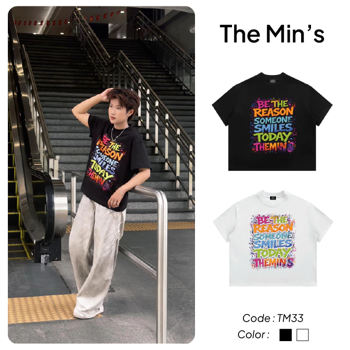 Áo Thun Local Brand The Min’s Smile Today TM33 Áo Thun Unisex Form Boxy Vải Cotton 100%