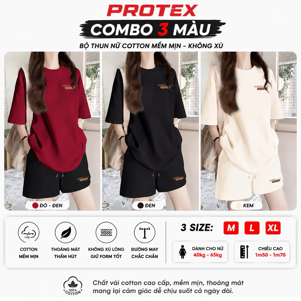 Set đồ nữ ALWAYS Cotton Umi Hàn cao cấp  Áo form rộng quần short co giãn  Đồ bộ nữ mùa hè