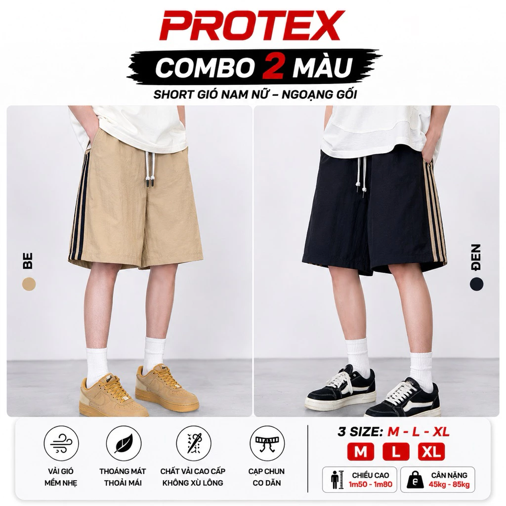 Quần Short Gió Unisex Form Rộng Có Lỗ Thoáng Khí Vải Mỏng Mềm Mặc Mùa Hè Không Lộ Không Bí Nam Nữ