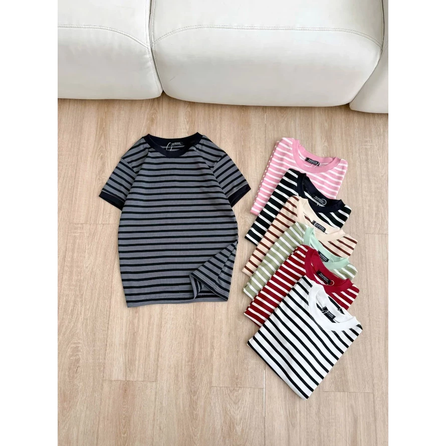 Áo thun nữ sọc ngang co giãn tốt mặc tôn dáng nhiều màu sắc giá rẻ dễ phối đồ