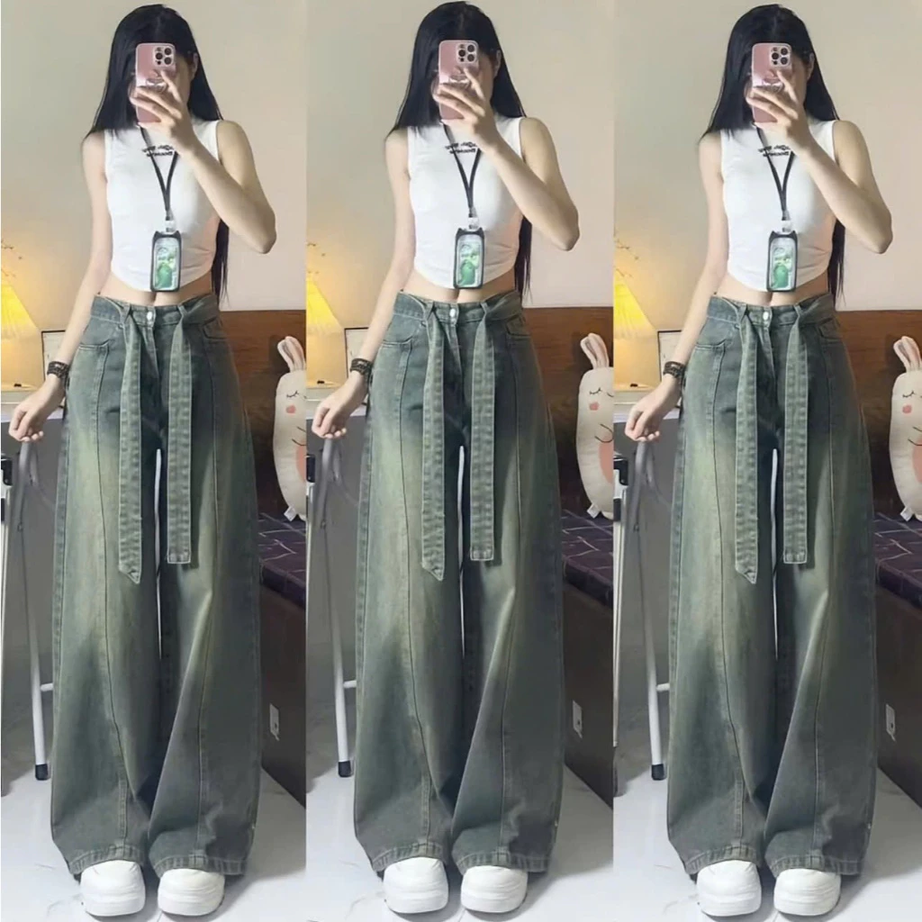 QUẦN JEANS NỮ ỐNG RỘNG KÈM ĐAI CẠP CAO HÁCH DÁNG HOTTREND 2026 WJeans127