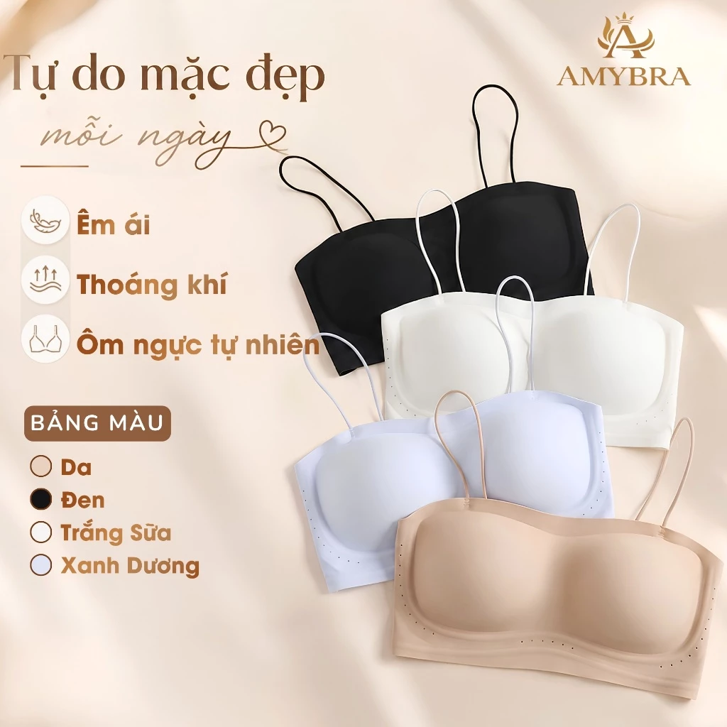 [ Deal Hời ] Áo Ngực Nữ AMYBRA Đúc Su Mút 1cm Thoáng Khí, Áo Lót Nữ Không Khóa Cài Êm Ái A2608