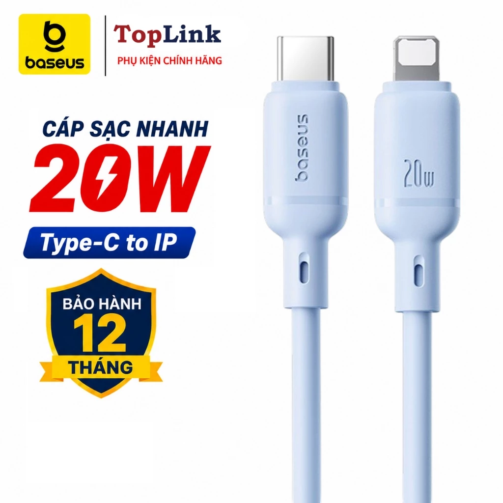 Cáp Sạc Nhanh 20w PD cho IP 12 13 14 Baseus Silky Gắn Chip Thông Minh Duy Trì Nhiệt Độ Tối Ưu Khi Sạc Truyền Data 48Mbps