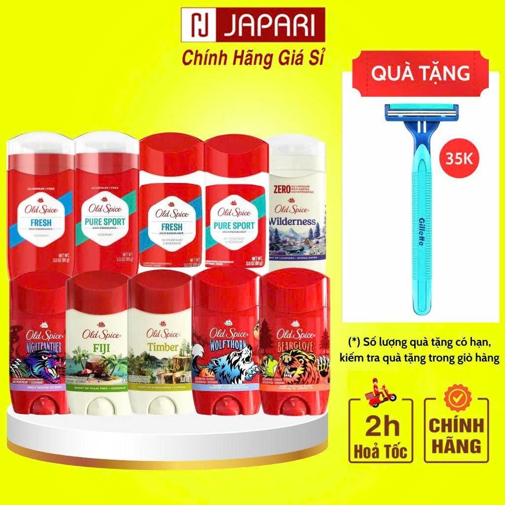 Lăn Khử Mùi Old Spice CHÍNH HÃNG Từ Mỹ - Sáp Lăn Nách Old Spice Khử Mùi Cơ Thể Cho Nam Nữ - Lăng Nách Japari
