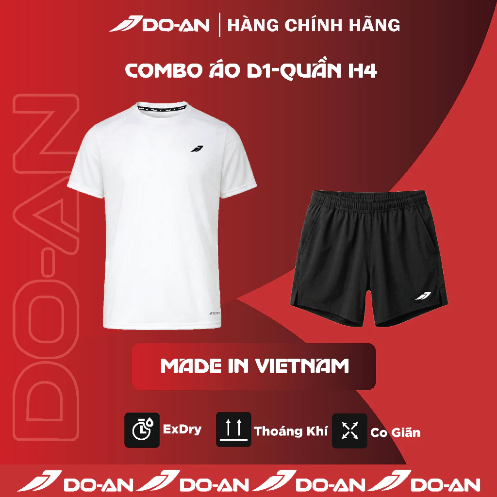 Set đồ thể thao DO-AN D1-H4 Basics nam thấm hút nhanh khô, thoáng mát, co giãn 4 chiều, dễ phối đồ-Made in VN-QA-D1H4