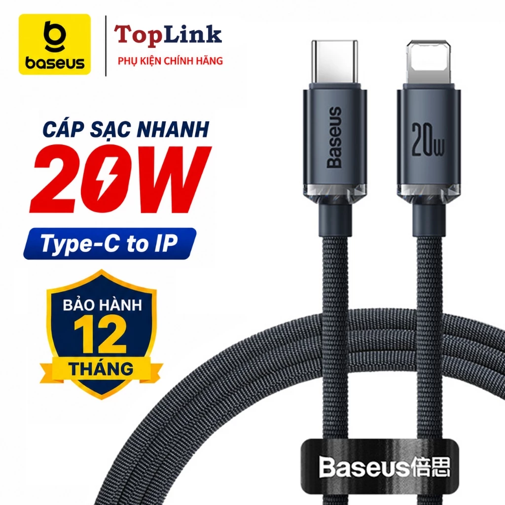 Cáp Sạc Nhanh PD 20w Và Truyền Dữ Liệu Tốc Độ Cao Siêu Bền Baseus Crystal Shine Series Fast Charging Data Cable cho IP